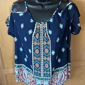 Patterned Women's Top Cap Sleeves